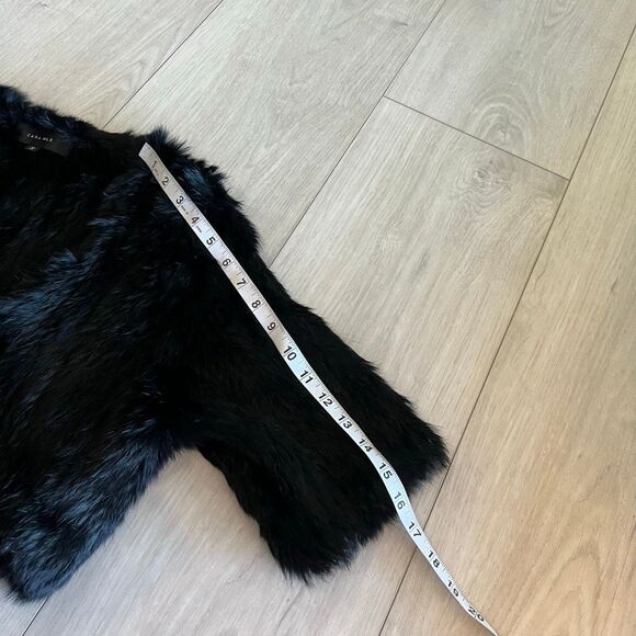 Zara MLS black faux fur bolero jacket with a front tie closure size s - Picture 4 of 8